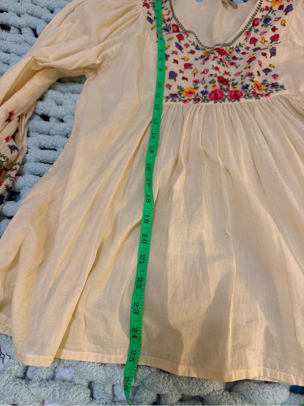 Cream Embroidered Peasant Blouse with Colorful Floral Detail - Picture 17 of 17